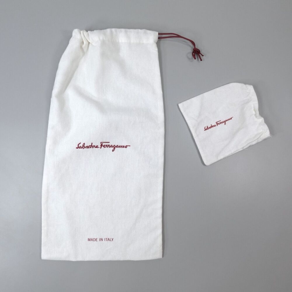 2 Salvatore Ferragamo Dust Bag Size Large and Mini Cream Pouch‎ Italy Bundle